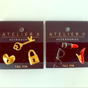 Vintage Tac Pins Lock Key Lipstick Purse Quirky